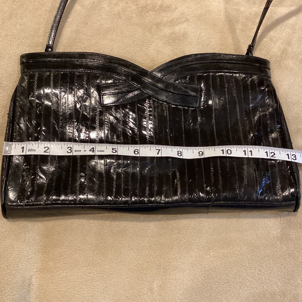 Eel Skin‎ Black Crossbody or Clutch Bag Purse Unbranded Vintage - Picture 6 of 8